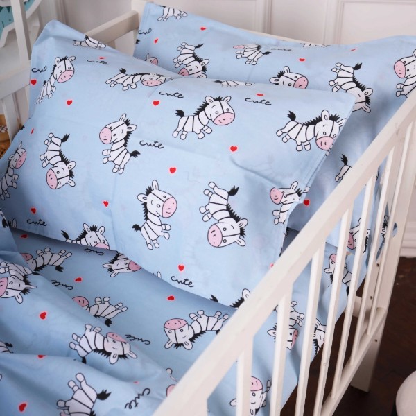 Фото - Комплект постельного белья детский MirSon Бязь 20-0037 Cute blue zebra 110х140 (2200010270501)